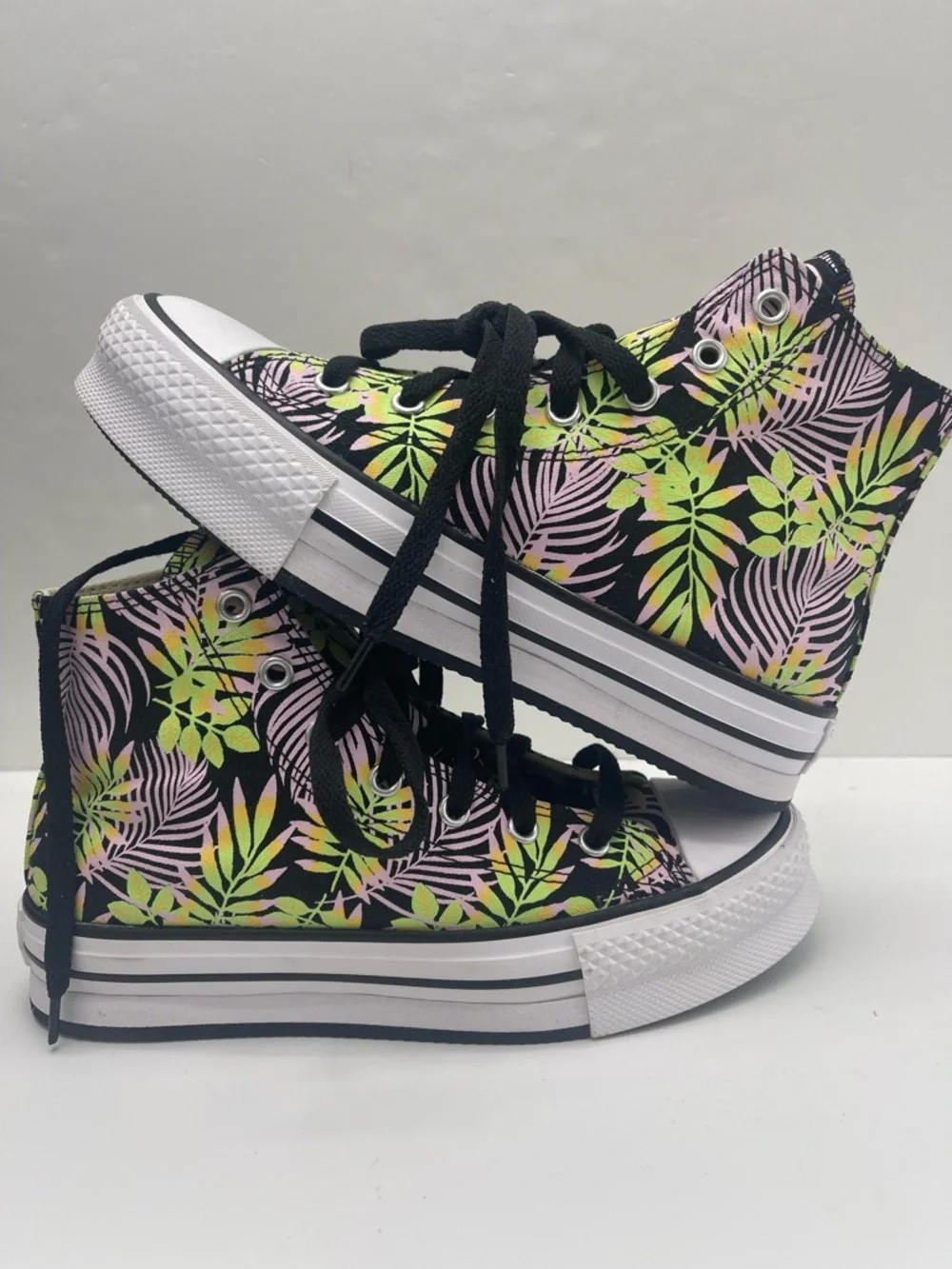 Converse WMNS CTAS EVA Lift Hi A01201C Blk/Pink Foam/Lime Rave Platform Sneakers